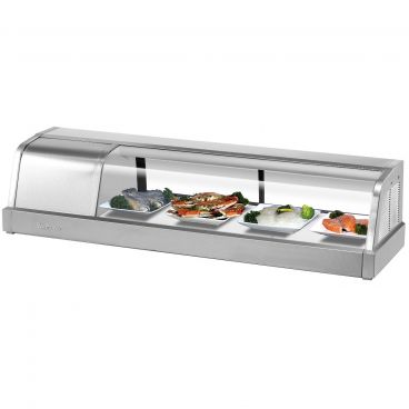 Turbo Air SAK-50L-N Stainless Steel 48 1/4" Wide Left-Side Compressor 1.3 Cubic ft Curved Glass Refrigerated Sushi Case, 115 Volts