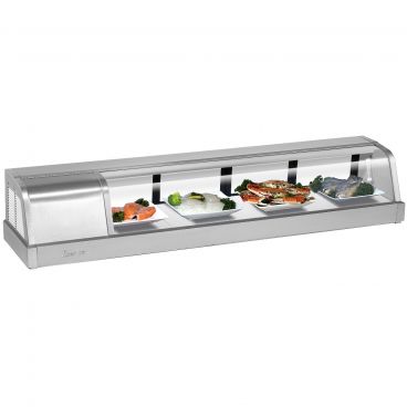 Turbo Air SAK-60L-N Stainless Steel 59 3/4” Wide Left-Side Compressor 1.7 Cubic ft Curved Glass Refrigerated Sushi Case, 115 Volts