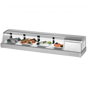 Turbo Air SAK-60R-N Stainless Steel 59 3/4” Wide Right-Side Compressor 1.7 Cubic ft Curved Glass Refrigerated Sushi Case, 115 Volts