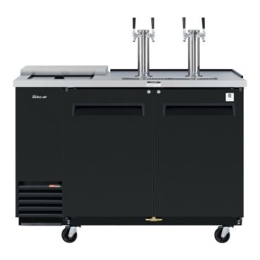 Turbo Air TCB-2SB-N6 59" Super Deluxe Series Club Top Beer Dispenser With Black Exterior And 2 Beer Columns, 2 Keg Capacity, 115 Volts