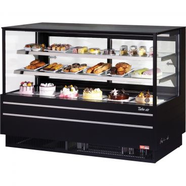 Turbo Air TCGB-72UF-B-N Black 72 1/2" Wide 23.2 Cubic ft Refrigerated Straight Glass Insulated Bakery Display Case, 115 Volts