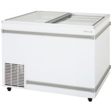 Turbo Air TFS-11F-N White 40" Wide 13.77 Cubic ft Horizontal Top Open Island Chest Freezer With 2 Sliding Glass Door Tops, 115V