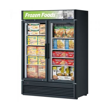 Turbo Air TGF-47SDB-N Super Deluxe Self-Contained Black Insulated Merchandiser Freezer With Glass Door - 115V