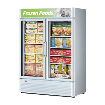 Turbo Air TGF-47SDW-N Super Deluxe Self-Contained White Insulated Merchandiser Freezer With Glass Door - 115V