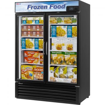 Turbo Air TGF-49FB-N Black 54 3/8" Wide 39.88 Cubic ft 2-Section Glass Door Insulated Merchandiser Freezer, 115V