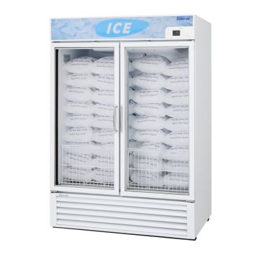 Turbo Air TGIM-49W-N White 55" Glass Door Two Section Bottom Mount Insulated Ice Merchandiser, 39.88 Cubic Feet, 115 Volts