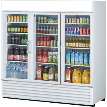 Turbo Air TGM-72RS-N White 78" Wide 67.98 Cubic ft 3 Glass Swing Door Insulated Refrigerated Merchandiser, 115V