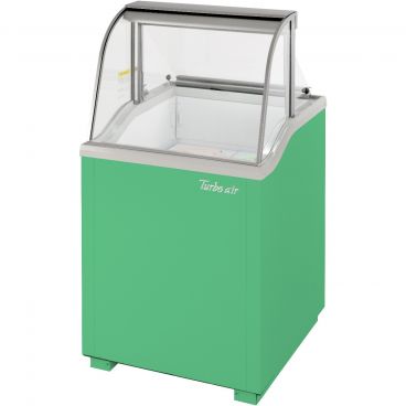 Turbo Air TIDC-26G-N Green 26" Wide 4-Can Capacity Curved Low-E Glass Top Ice Cream Dipping Cabinet, 115V