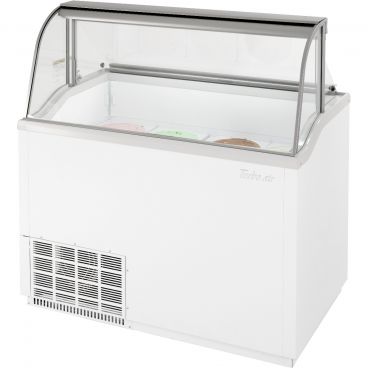 Turbo Air TIDC-47W-N White 47" Wide 12-Can Capacity Curved Low-E Glass Top Ice Cream Dipping Cabinet, 115V