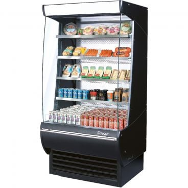 Turbo Air TOM-36DXB-N Black 36" Wide 11 Cubic ft Insulated Glass Side Panel Extra Deep Vertical Open Display Merchandiser, 115 Volts