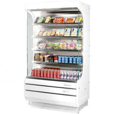 Turbo Air TOM-40W-N White 39" Wide 12.5 Cubic ft Insulated Glass Side Panel Vertical Open Display Merchandiser, 115 Volts
