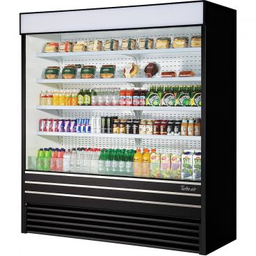 Turbo Air TOM-72EB-N Black 72" Wide 37.1 Cubic ft Insulated Glass Side Panel Vertical Air Curtain Open Display Merchandiser, 220 Volts