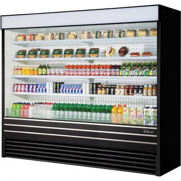 Turbo Air TOM-96EB-N Black 92 7/8" Wide 48.3 Cubic ft Insulated Glass Side Panel Vertical Air Curtain Open Display Merchandiser, 220 Volts