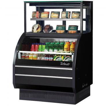 Turbo Air TOM-W-40SB-UF-N Black 39" Wide 10.6 Cubic ft Combination Open Refrigerated Merchandiser With Refrigerated Top Display Case, 115 Volts