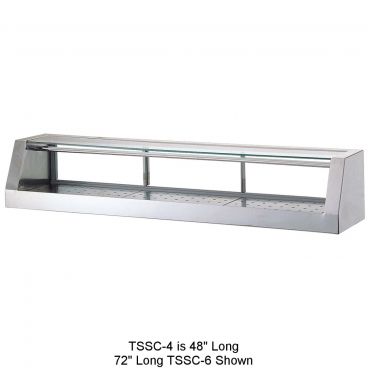 Turbo Air TSSC-4 Stainless Steel 48" Wide Remote-Cooled Refrigerated Sushi Display Case With Removable Tempered Glass Top