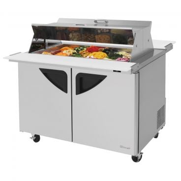 Turbo Air TST-48SD-18-N-DS Super Deluxe Two Section Sandwich / Salad Food Prep Table with Dual Sided Lids, 15 Cubic Feet, 115 Volts