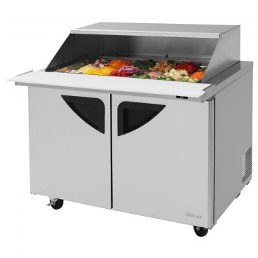 Turbo Air TST-48SD-18-N-SL Super Deluxe Two Section Sandwich / Salad Food Prep Table With Slide-Back Lid,15 Cubic Feet, 115 Volts
