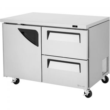 Turbo Air TUF-48SD-D2-N Super Deluxe Series Insulated Rear-Mount Undercounter Freezer With 2 Solid Drawer And 1 Solid Door, 12.2 Cubic Feet, 115 Volts