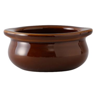Tuxton BAS-1203 DuraTux 12 oz 4 3/8" Diameter Caramel Ceramic China Onion Soup Crock / Bowl