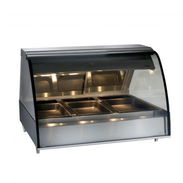 Alto-Shaam TY2-48-BLK 48" Black Full Service Countertop Heated Deli Display Case With Curved Glass, 120V
