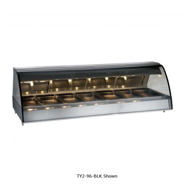 Alto-Shaam TY2-96/PR-SS 96" Stainless Steel Right Side Self Service Countertop Heated Deli Display Case With Curved Glass, 120V