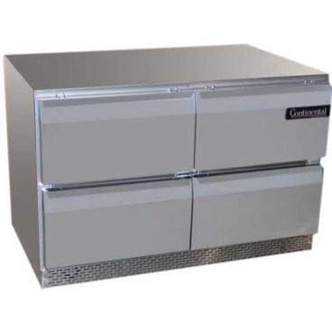 Continental Refrigerator SWF48N-U-D 48" Undercounter Two Section Freezer With 4 Stainless Steel Drawers And 13.4 Cubic Foot Capacity, 115 Volts