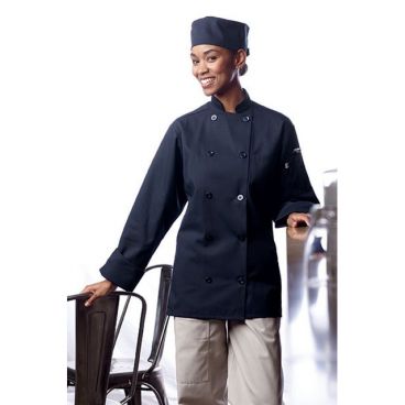 Uncommon Threads 0488-1601 10-Button Long Sleeve Orleans Chef Coat, Navy - XS