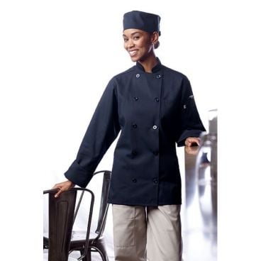 Uncommon Threads 0488-1602 10-Button Long Sleeve Orleans Chef Coat, Navy - Small