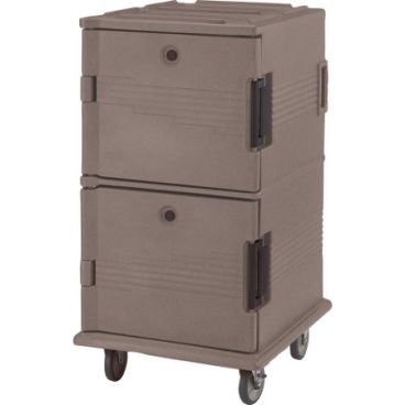 Cambro UPC1600HD194 Granite Sand Ultra Camcart Insulated Front Loading Food Pan Carrier w/ Heavy Duty Casters