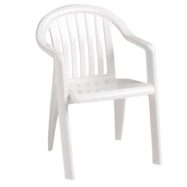 Grosfillex US023004 Miami White Lowback Stacking Resin Armchair