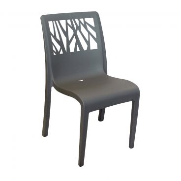 Grosfillex US116002 Vegetal 19 1/4" Charcoal Outdoor Stacking Resin Side Chair
