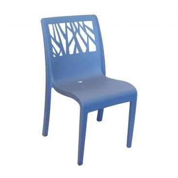 Grosfillex US116680 Vegetal 19 1/4" Denim Blue Outdoor Stacking Resin Side Chair