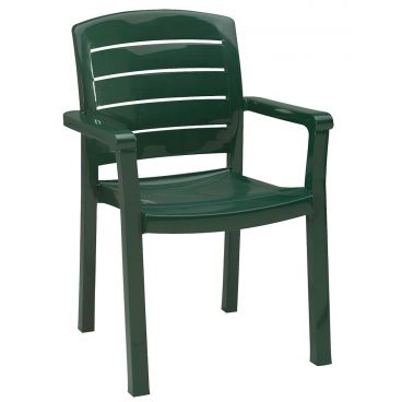 Grosfillex US119078 Acadia Amazon Green Classic Stacking Resin Armchair
