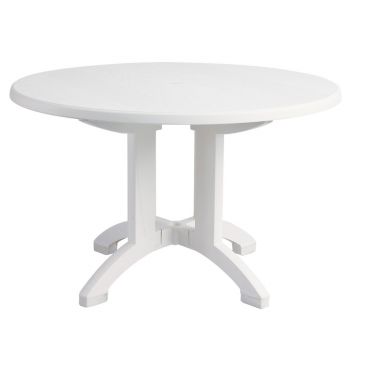 Grosfillex US243104 Aquaba 48" White Round Resin Pedestal Outdoor Table