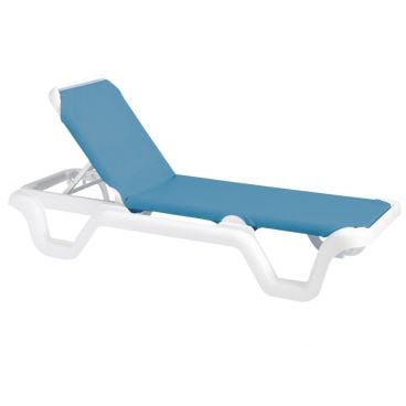 Grosfillex US404194 Sky Blue Marina Adjustable Sling Chaise