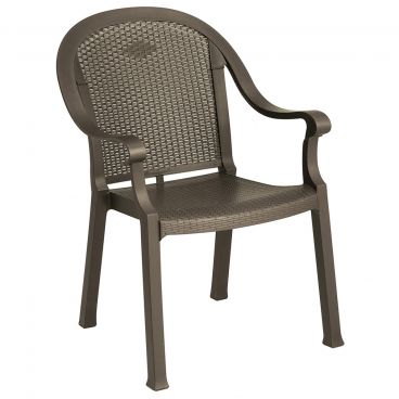 Grosfillex US720037 Sumatra 23" Bronze Mist Kevring Resin Classic Stacking Outdoor Dining Armchair