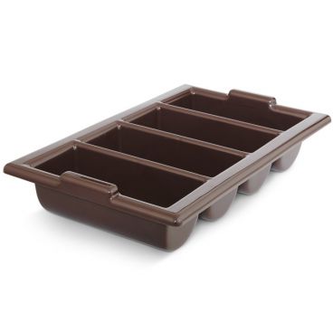 Vollrath 1375-01 Traex Chocolate Plastic Cutlery Box with 4 Compartments