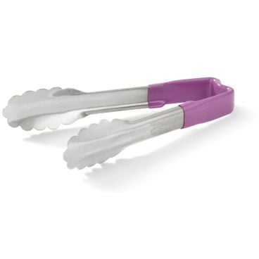 Vollrath 4780680 Jacob's Pride 6" One-Piece Scalloped Tong with Purple Kool-Touch Handle