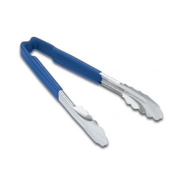 Vollrath 4781230 Jacobs Pride 12" Stainless Steel Scalloped Tong with Blue Coated Handle