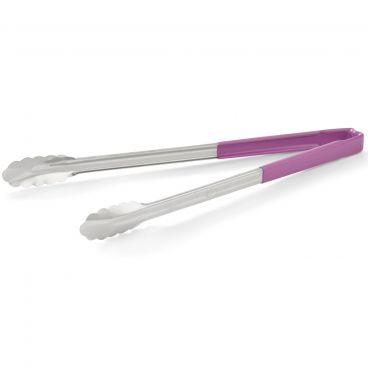 Vollrath 4781680 Jacob's Pride 16" One-Piece Scalloped Tong with Purple Kool-Touch Handle