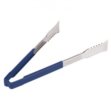 Vollrath 4791230 Jacobs Pride 12" Stainless Steel VersaGrip Tong with Blue Coated Handle
