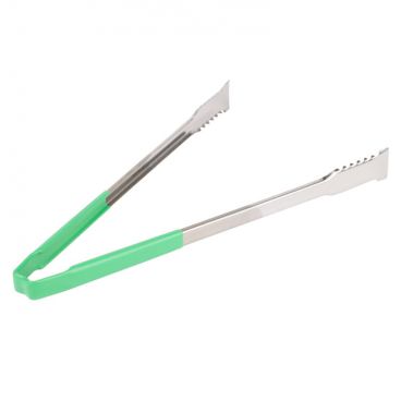 Vollrath 4791670 Jacobs Pride 16" Stainless Steel VersaGrip Tong with Green Coated Handle
