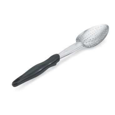 Vollrath 64132 Heavy-Duty Stainless Steel Perforated Basting 14" Spoon with Black Ergo Grip Handle