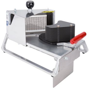 Vollrath 15105 Redco InstaSlice Scalloped 3/16" Cut Manual Countertop Fruit and Vegetable Slicer With 16 Blades And HardCoat Pusher Head Fingers