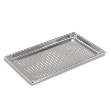 Vollrath 30013 Super Pan V Full Size Anti-Jam Stainless Steel Perforated Steam Table / Hotel Pan - 1-1/4" Deep