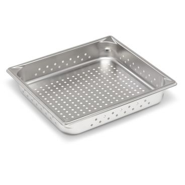 Vollrath 30123 Super Pan V 2/3 Size Anti-Jam Stainless Steel Perforated Steam Table / Hotel Pan - 2 1/2" Deep