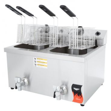 Vollrath 40710 23" 30 lb. Cayenne Series Commercial Countertop Medium-Duty Deep Fryer with Drain - 208/240V