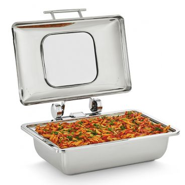 Vollrath 4644010 Quart Intrigue Square Induction Chafer with Steam Table and Glass Cover