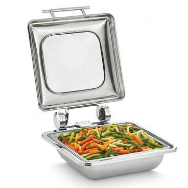Vollrath 4644020 5.6 Quart Square Induction Chafer with Glass Cover
