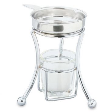 Vollrath 46776 Butter Melter with 3 1/4 Oz. Pan, Glass Candle Holder, Candle & Chrome-Plated Stand